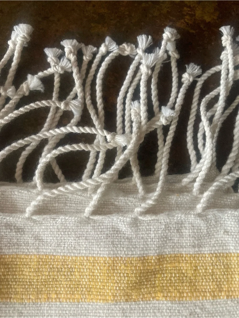 Artisan Made Striped Yellow and White Tea Towel - Made in Ethiopia